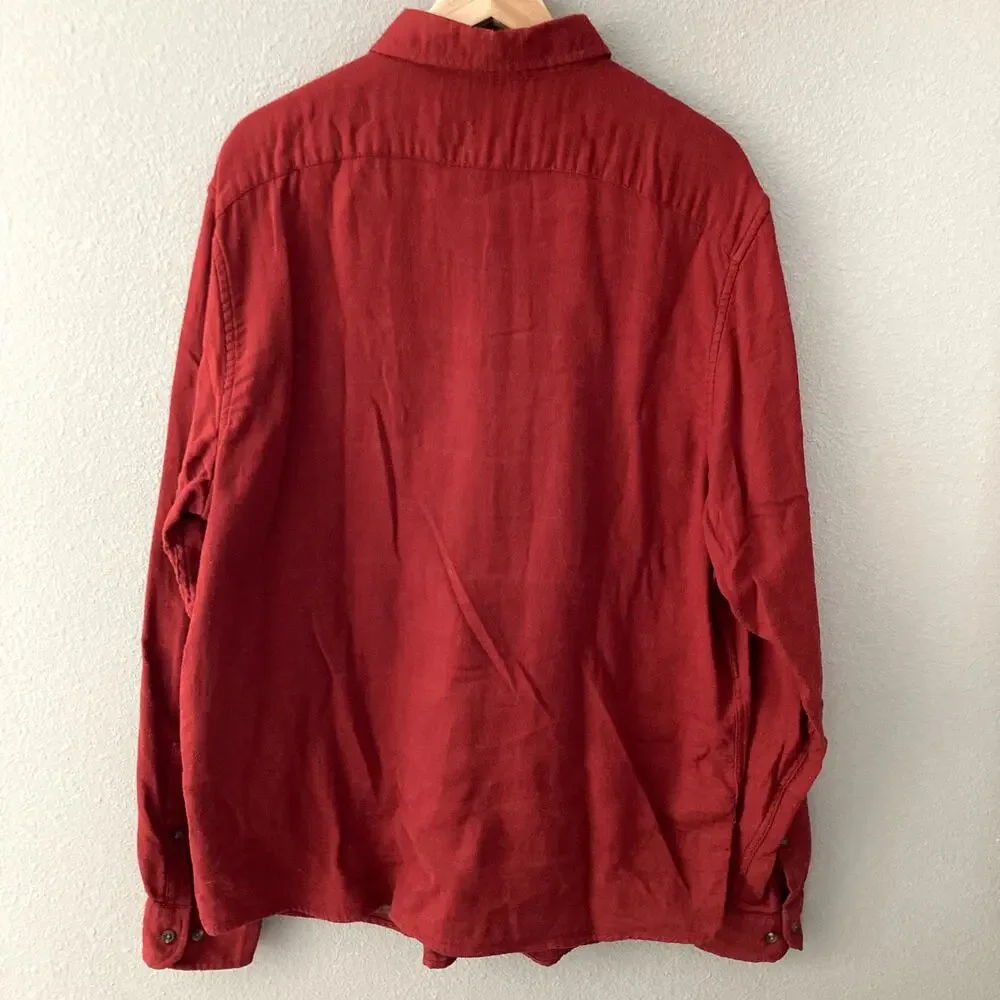 Banana Republic Flannel Button Up Shirt - Standard Fit - Red Orange - XL